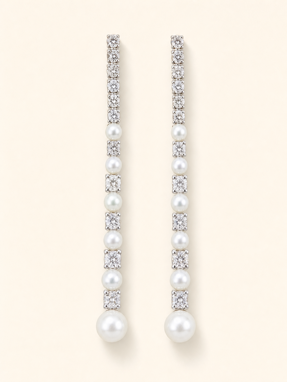 White Freshwater Pearl Meteor Earrings with Mirror Luster, 5–6mm freshwater pearls set with S925 silver