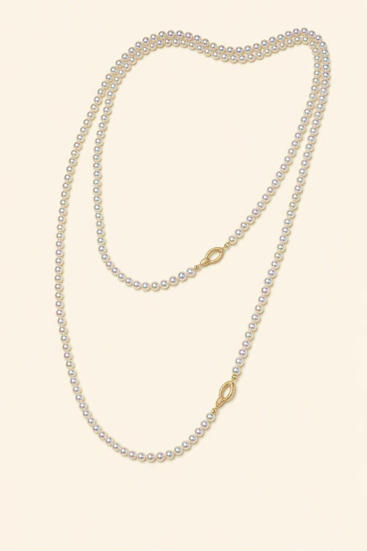 High Luster 4.5–5 mm Cultured Freshwater Pearl necklace on a cream white background