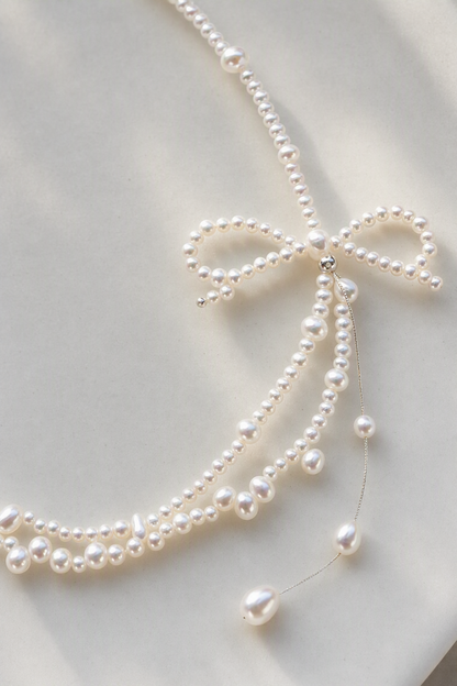 Close-up of 3–4 mm and 5–6 mm Freshwater Pearl necklace showing pearl luster, nacre and craftsmanship detail