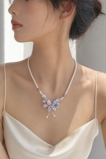 3-12mm Freshwater Pearl necklace at realistic wearing scale