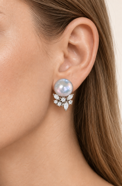 Gem Luster 11–13 mm Australian South Sea Pearl stud earrings at realistic wearing scale