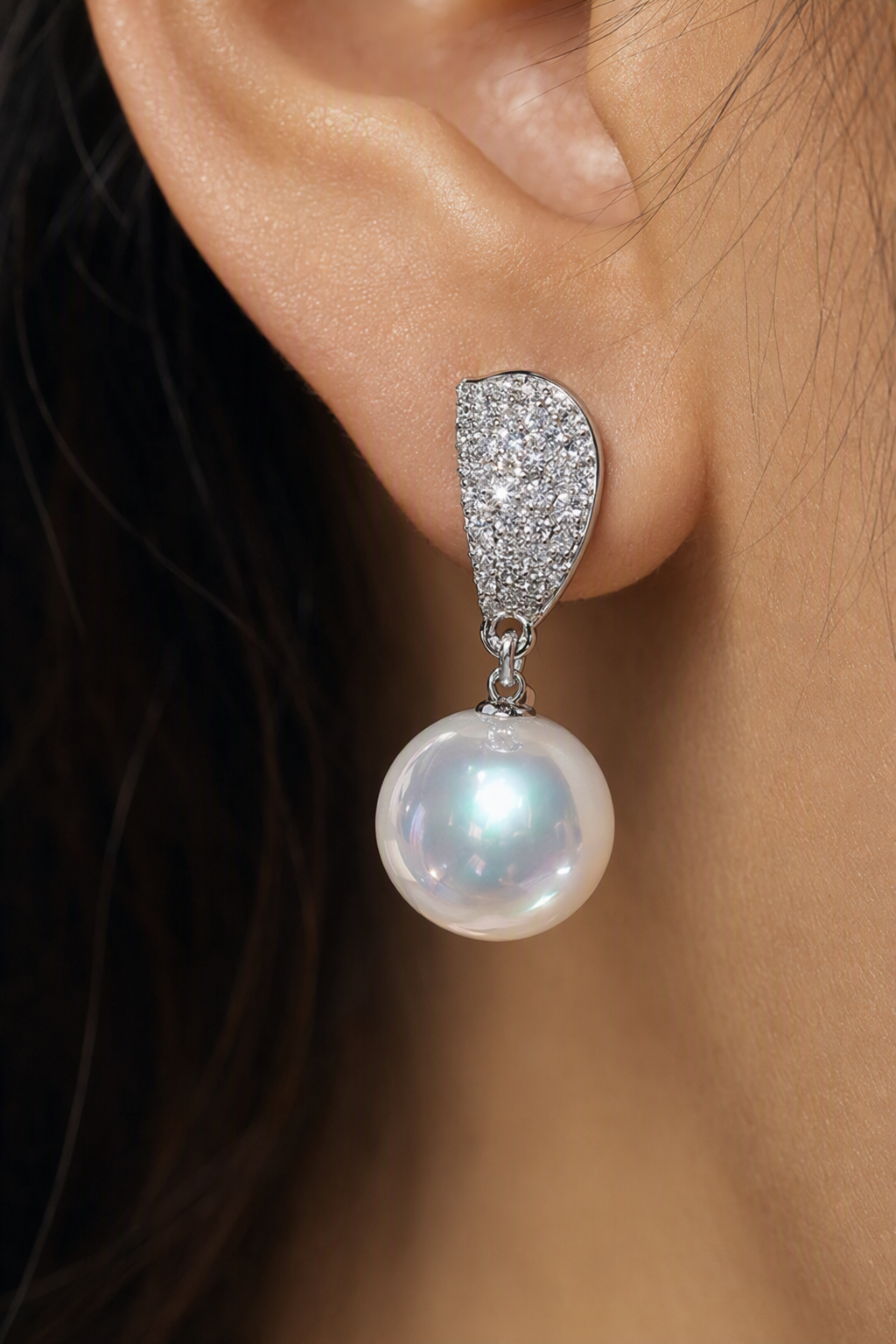 Venus Luster 11-12mm Australian South Sea Pearl Stud Earrings showing pearl luster nacre and craftsmanship detail